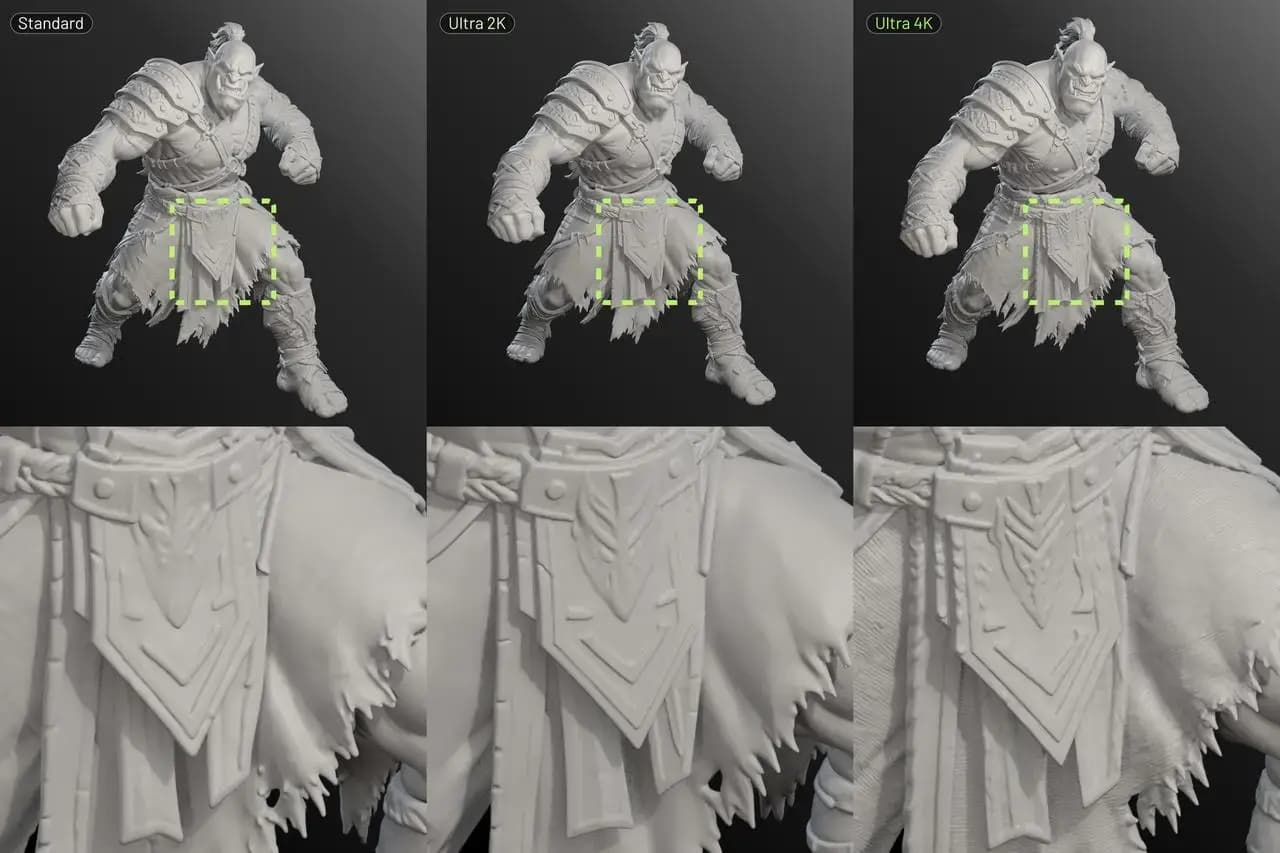 Meshy 7.1 crește detaliile geometrice cu un nou mod Ultra 4K
