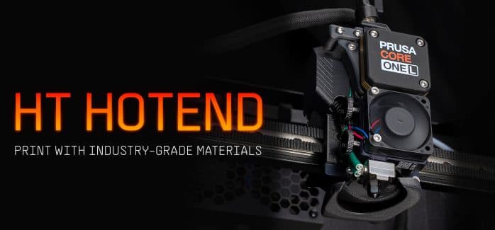 Hotendul HT de 400°C este disponibil, alături de materiale noi și plăci HighTemp pentru CORE One+/L+
