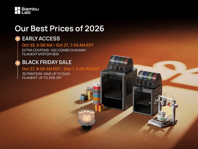 Pregătiți-vă de Black Friday: cele mai bune prețuri Bambu Lab din 2026 se apropie!
