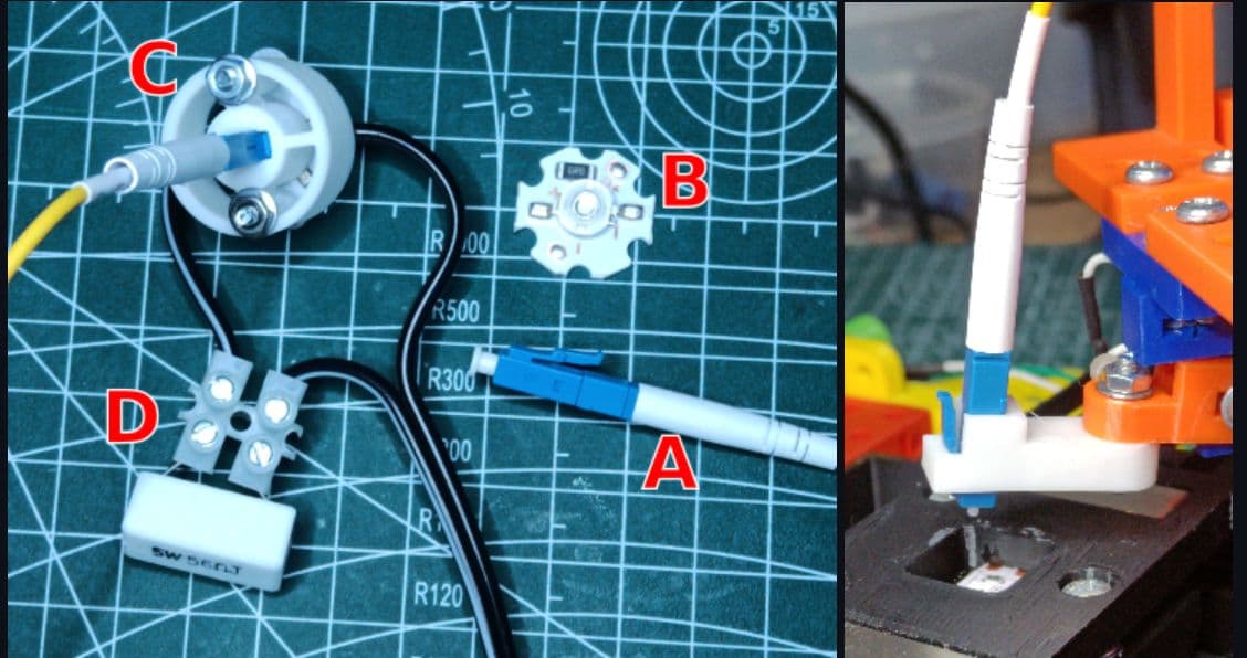 RepRapMicron folosește fibră optică pentru a imprima un Benchy minuscul din rășină