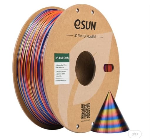 esun PLA tricolor silk candy red gold blue