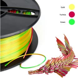 optimus digital PLA tricolor gold, green and fuchsia