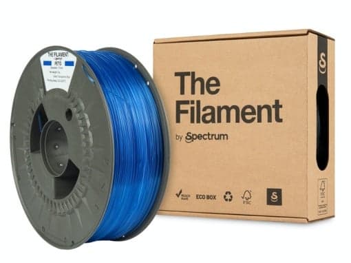 the filament PETG transparent blue