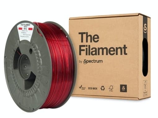 the filament PETG transparent red